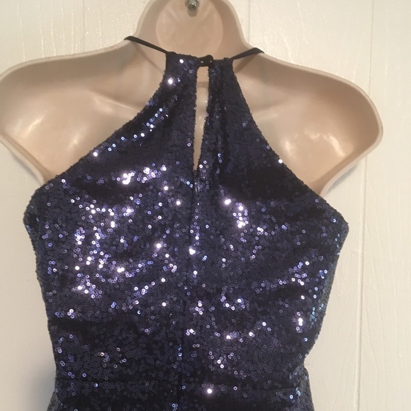 Lulus navy blue sequin straps Mini dress. - Picture 5 of 14